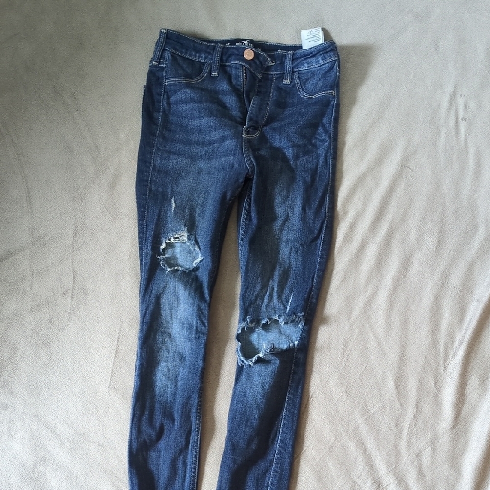 Hollister Blue Skinny Jeans with Distressed Details